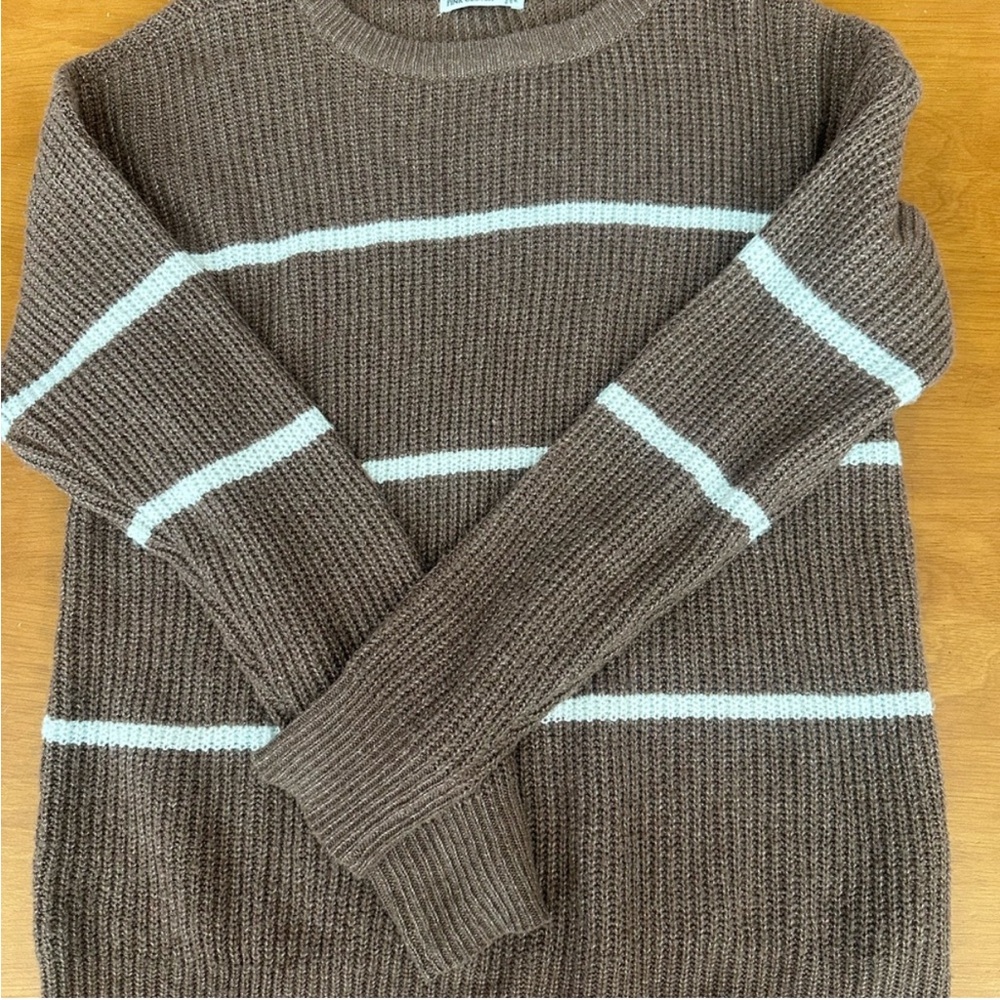 Pink Clover Crewneck Sweater in Brown and White